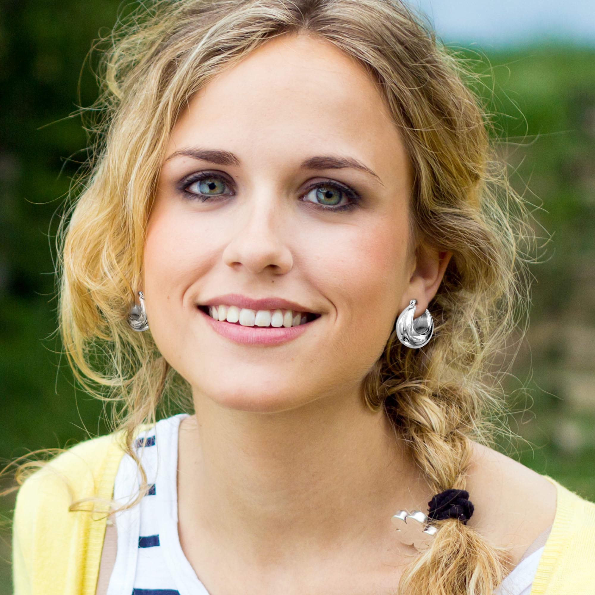 ALEXCRAFT Orecchini Donna Argento 925 Ago Chunky Cerchio 14K Oro Placcato