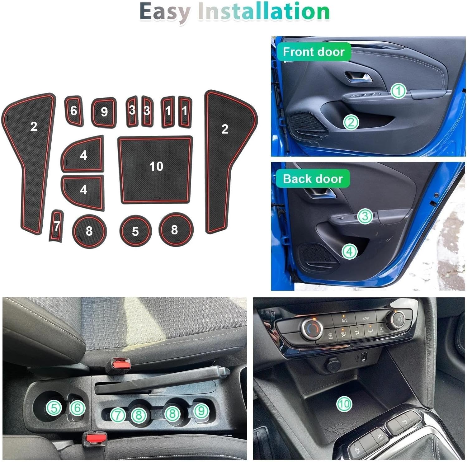 for Opel Corsa F 2020-2025 Handbrake Car Door Groove Mat image 3
