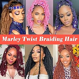 Marley Hair 10 Inch Black 7 Packs Pre Separated Springy Afro Twist Hair Marley Twist Braiding Hair for Faux Locs Crochet Hair Pre Fluffed Spring Twist Hair Extensions (10,1B)