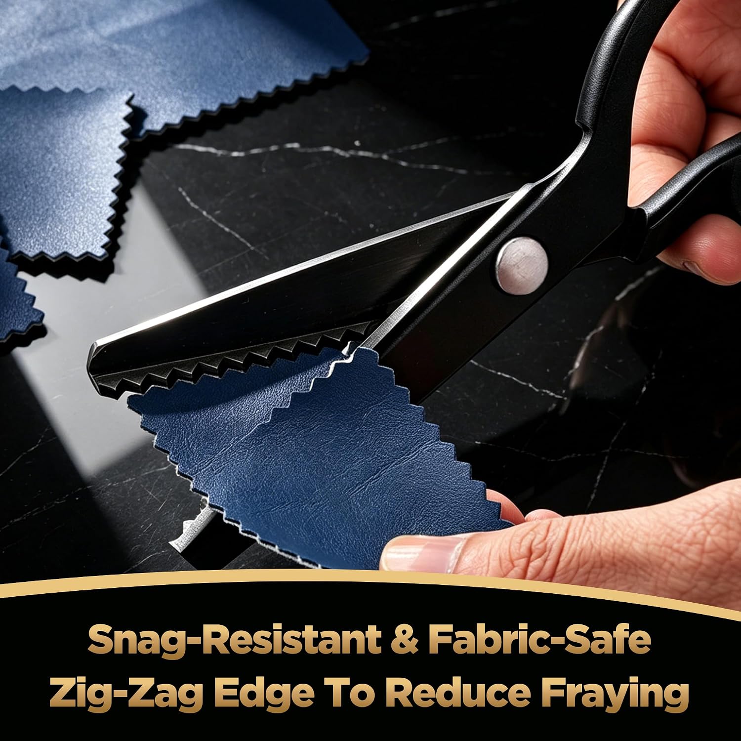 8-Inch Pinking Shears for Fabric Cutting, 5mm Triangle Tooth Zig Zag Scissors, Black Coated Stainless Steel Fabric Shears for Sewing, Quilting, Dressmaking,Seam Finishingand Crafts(PS-01)