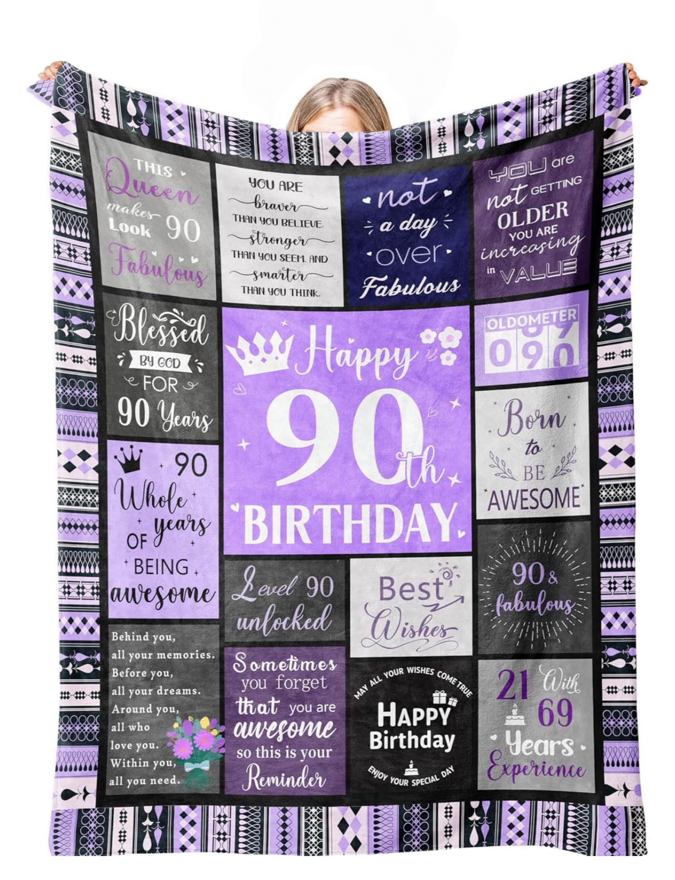 Cadeau d'anniversaire pour femme de 90 ans : plaid de salon 130x180