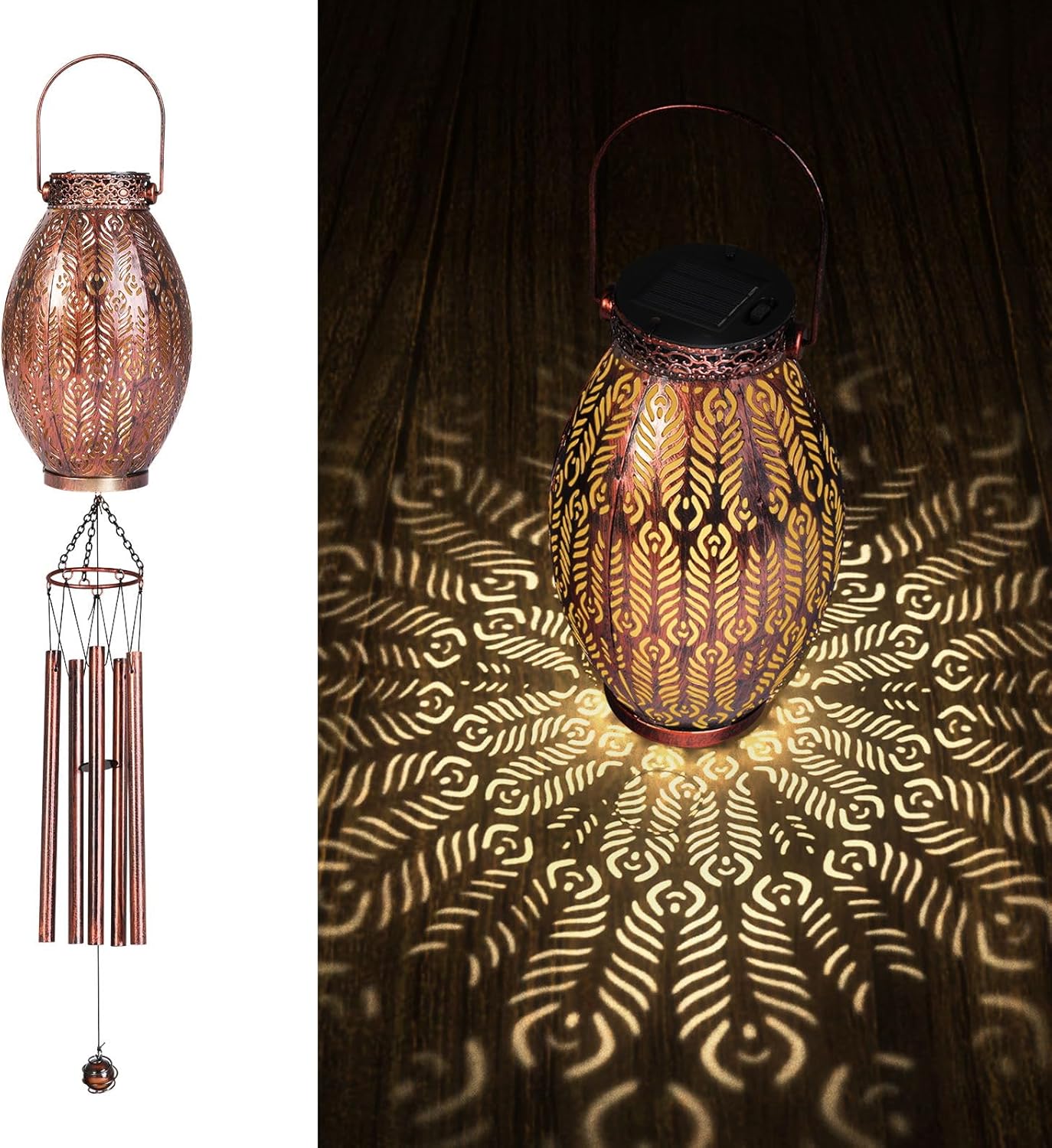 Wind Chimes for Outside 37" Peacock Solar Wind Chimes