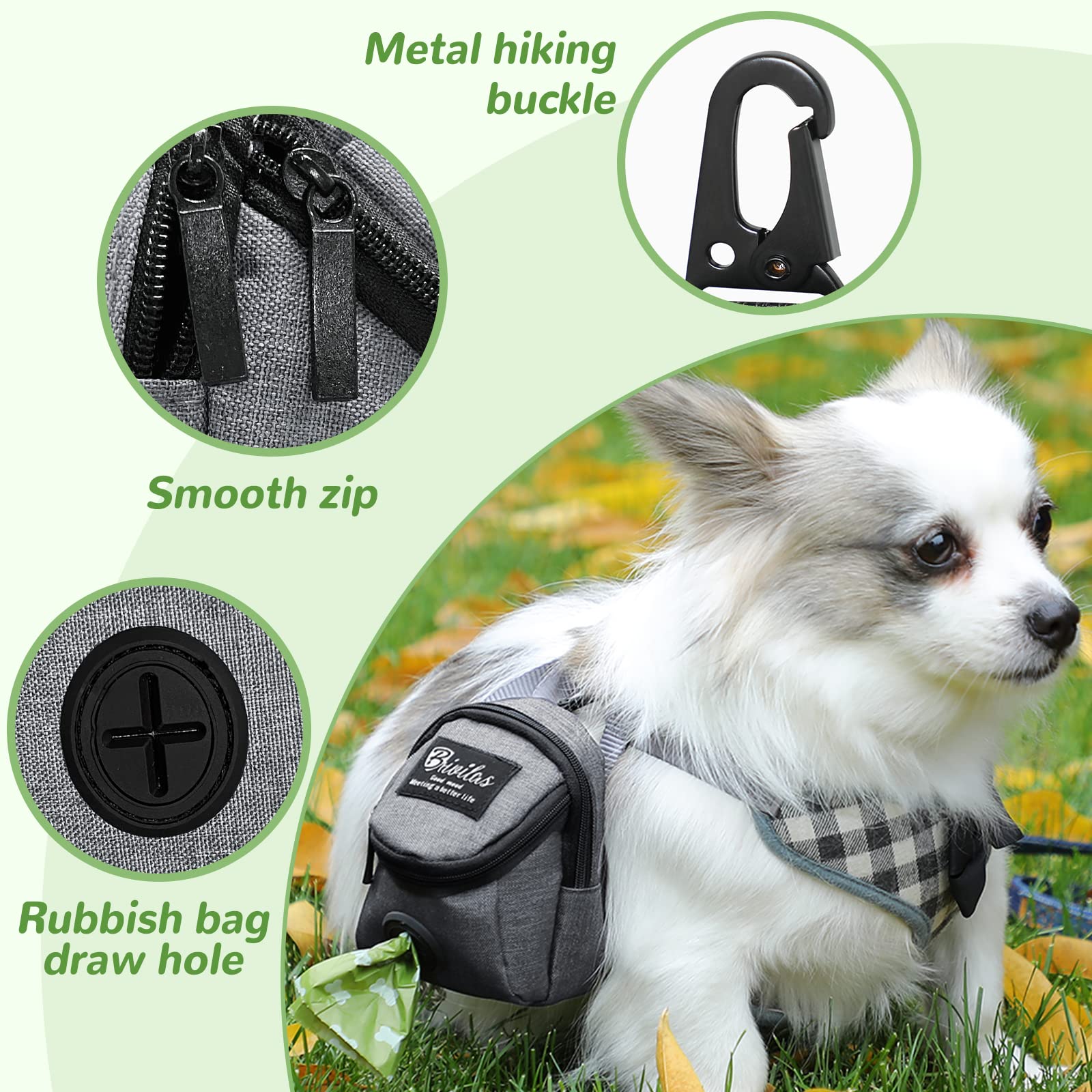 Grantop Dog Treat Pouch,Dispenser Pet Treat Waste Bags Pet Training Bag with Poop Bag Holder Puppy Training Walking Bag for Travel Walking - Image 3