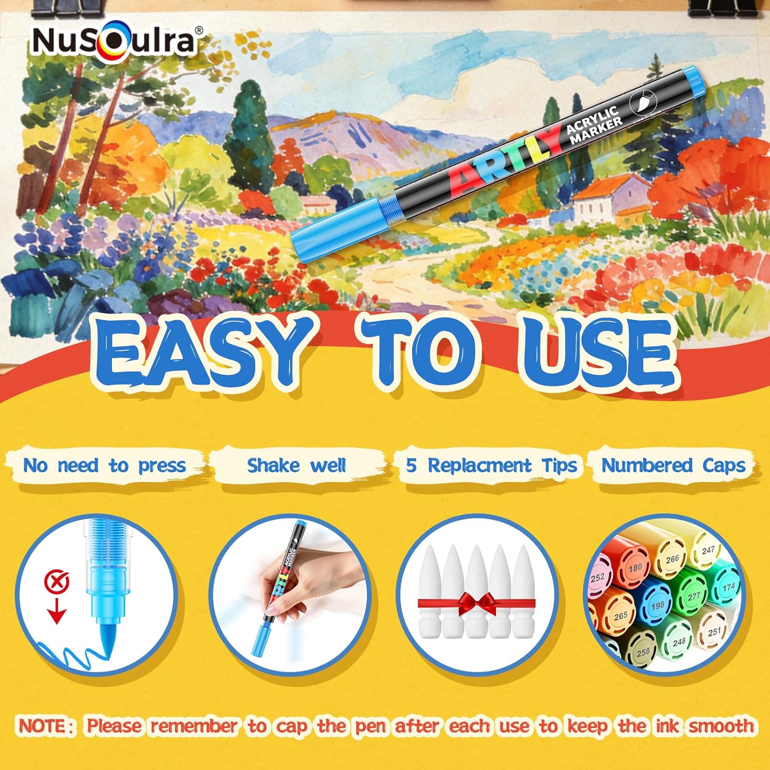 240 Colors Acrylic Paint Markers, Automatic Ink Control Acrylic Paint Marker Pens, Professional Waterproof Acrylic Markers for Paper, Rock, Wood, Glass, DIY & Art Craft Supplies