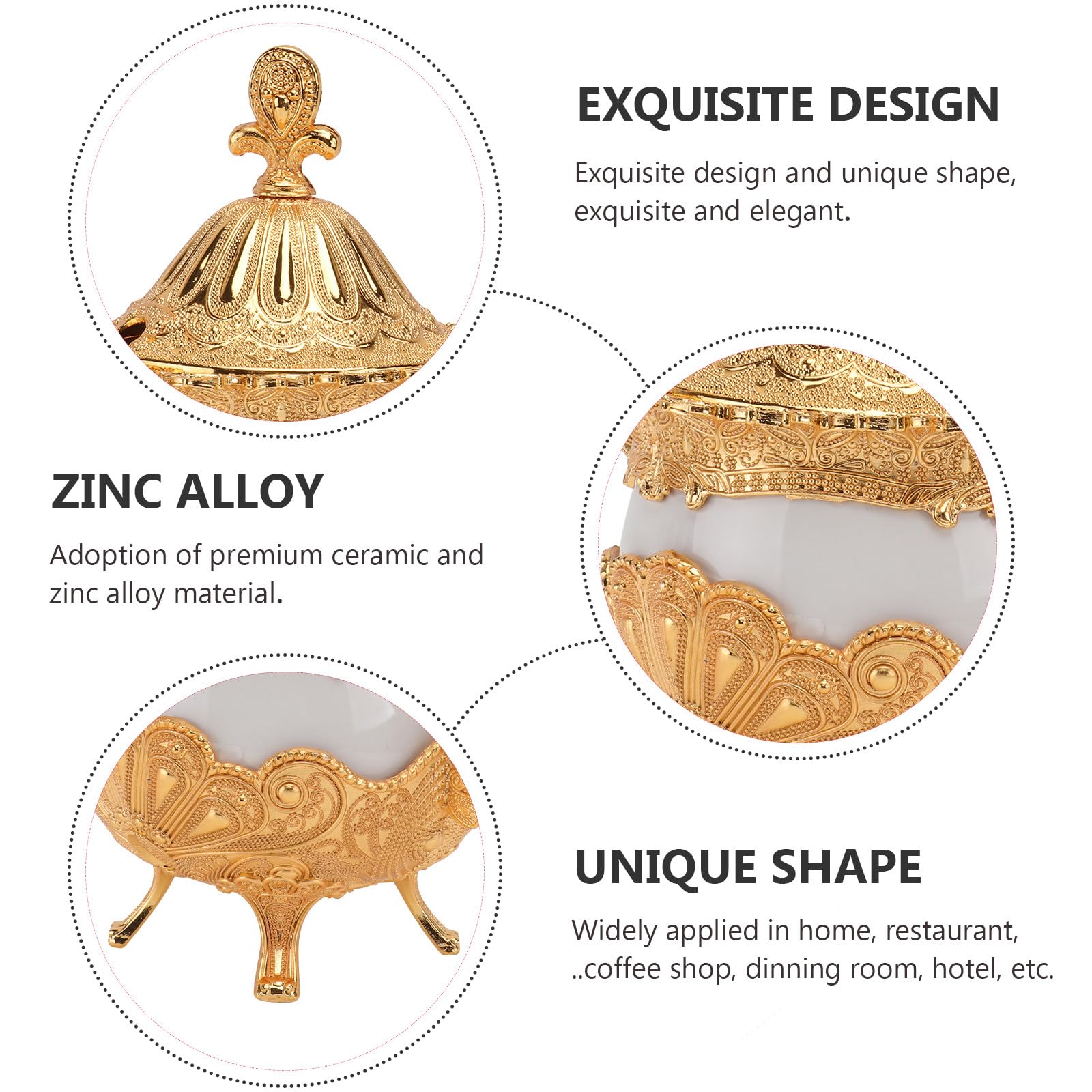 MAGICLULU Dekorative Pfauenmuster Keramik Zuckerdose aus Zinklegierung und mit Goldenem Eleganter Gewürzbehälter Stilvoll und für Küche und Esszimmer