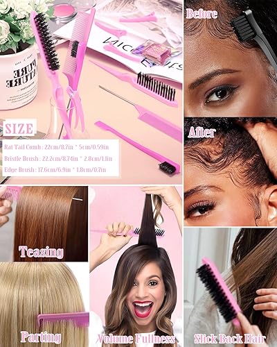 Miniatura 6 de Juego de cepillos de cera para el cabello, control de encrespamiento para mujeres, niños y hombres, suaviza los vuelos, bordes definidos, crea