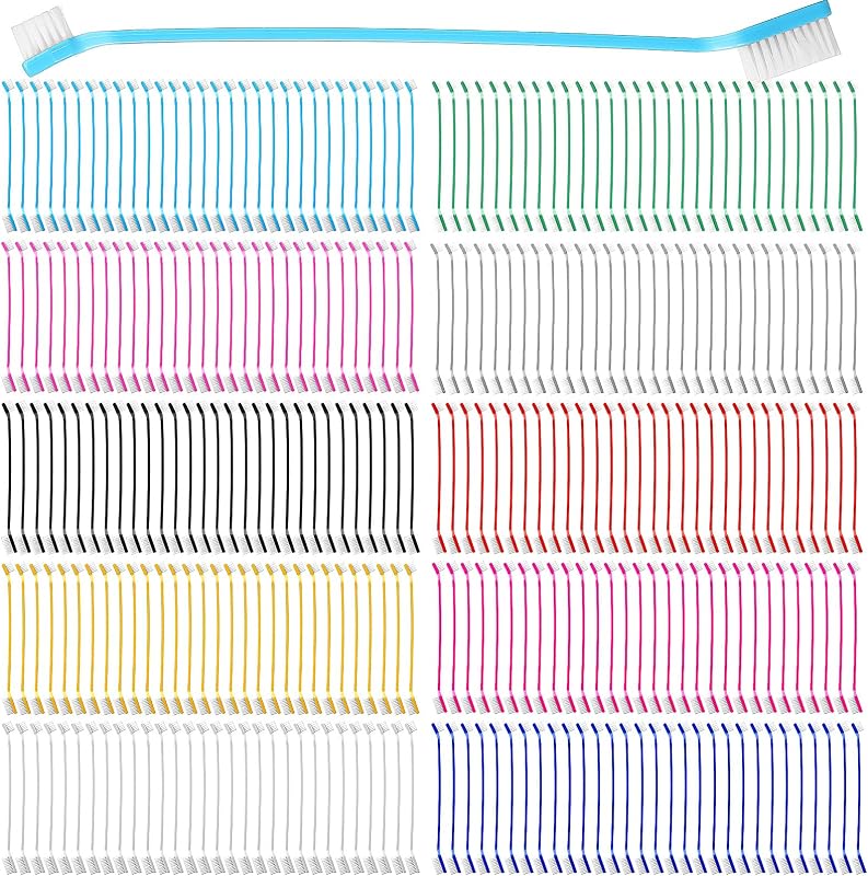 300 piezas de cepillo de dientes para mascotas a granel, cepillo de dientes para perros y gatos de doble cara, 10 colores | Cerdas suaves, mango largo, limpieza de dientes de cachorros de perros pequeños, juego de cepillos de dientes para perros a granel