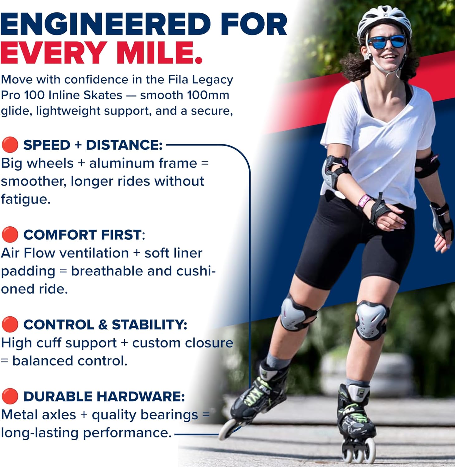 FILA Legacy Pro 100 Inline Speed Skates for Men | Precision, Performance, and Stability for Training in Outdoor and Indoor Rinks