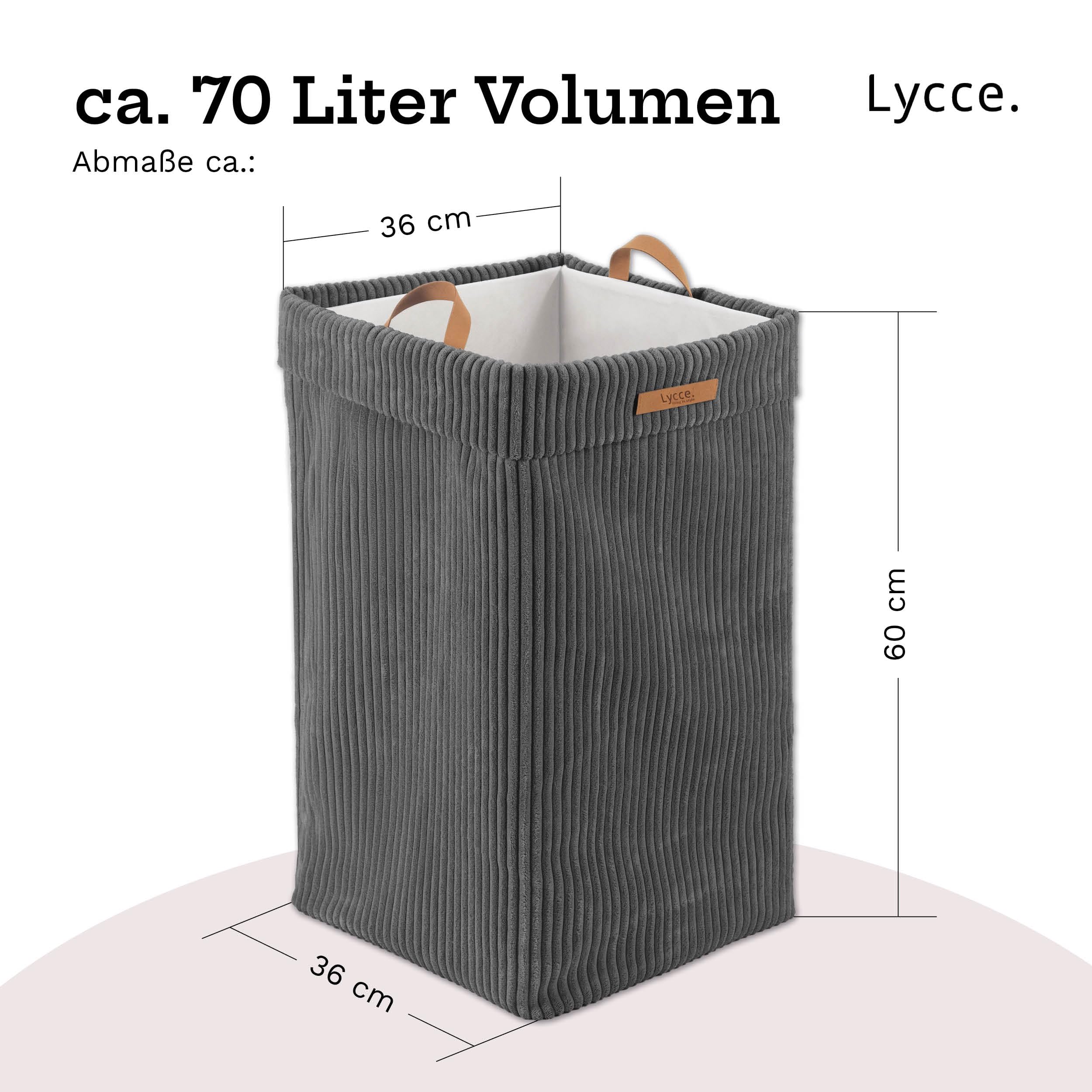 Lycce Wäschekorb Cord, waschbar - faltbar (Dunkelgrau)