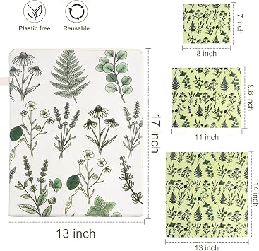 Reusable Beeswax Bread Bags & Wraps Set - 2 XL Sourdough Bags (17x13)