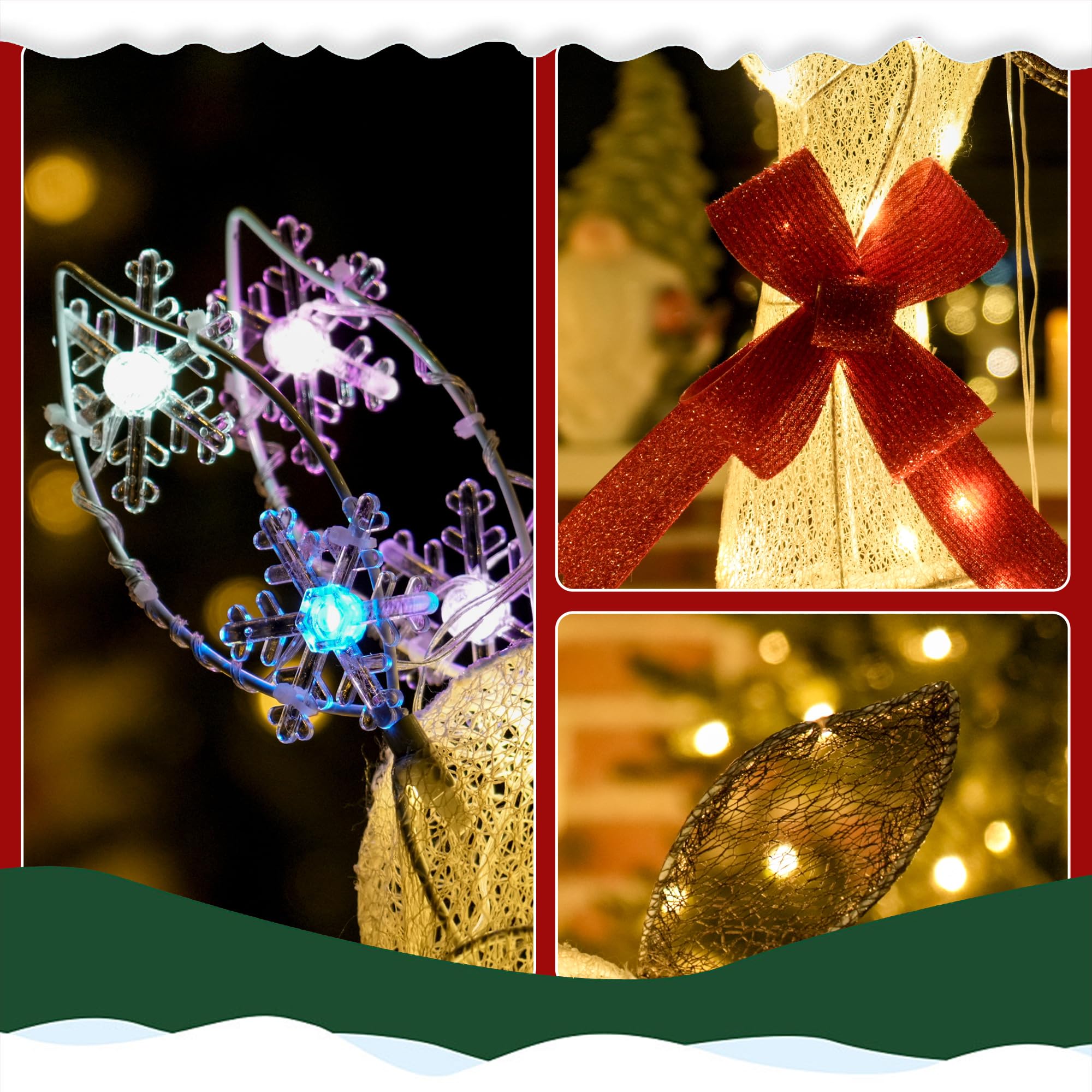 Outsunny LED Rentier Familie Weihnachtsdeko 242 RGB- und Warmweißen LEDs | Weihnachtsbeleuchtung, Weihnachtsdekoration, Weihnachtsfigur, für Außen & Innen