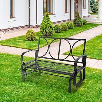 Giantex Patio Glider, Outdoor Rocking Chair With Thick Cushion, Sprayed