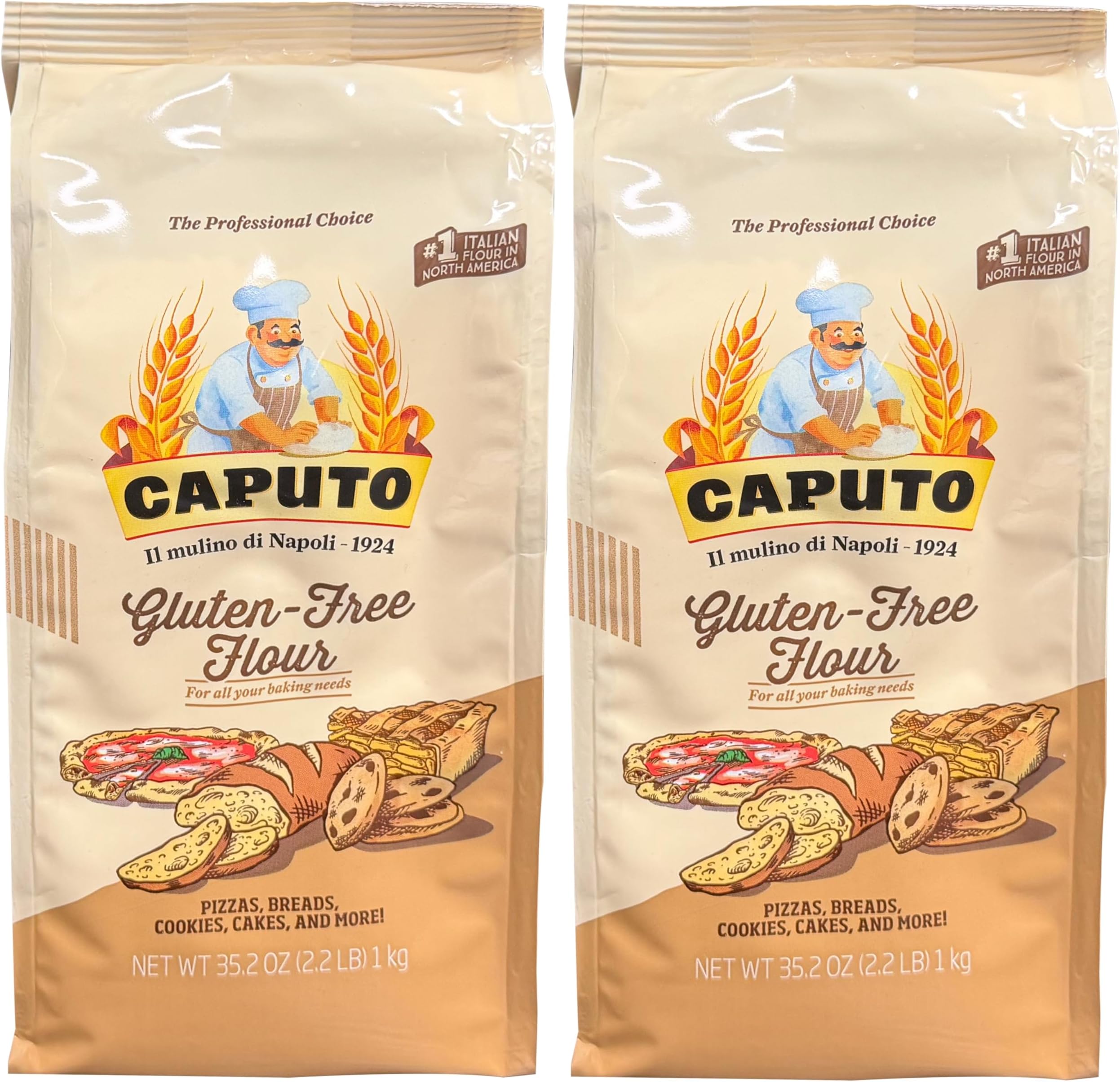 Antico Molino Napoli Antimo Caputo Pizza Flour, Gluten Free, 2.2 Pound (Pack of 2)