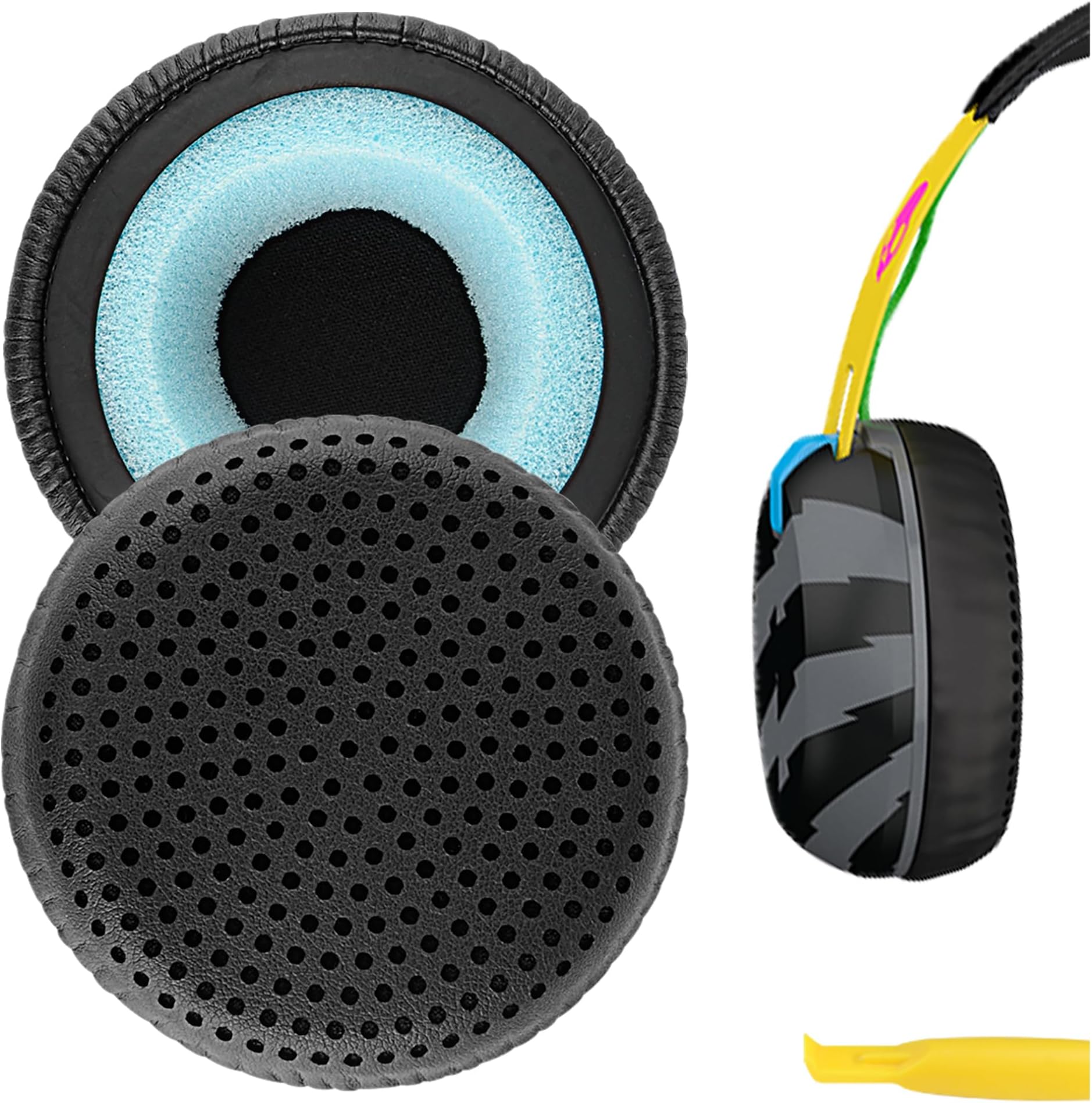 Geekria Replacement Ear Pads for Skullcandy Grind Bluetooth Wireless Headphones Ear Cushions, Repair Parts (Black)