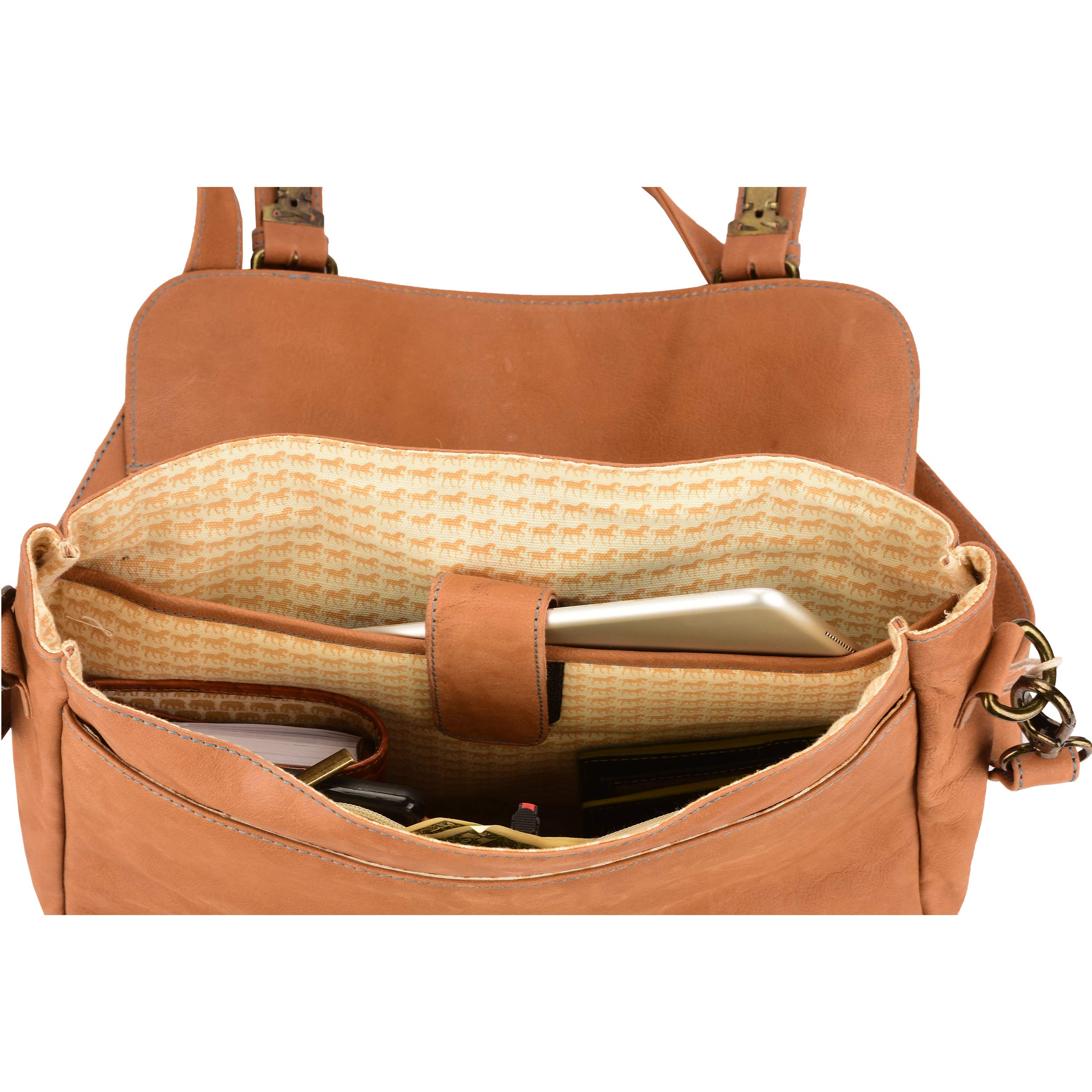 30,5 cm portatile vintage a mano in pelle messenger bag per uomo donna flap over Office Best Satchel scuola tan DIB755