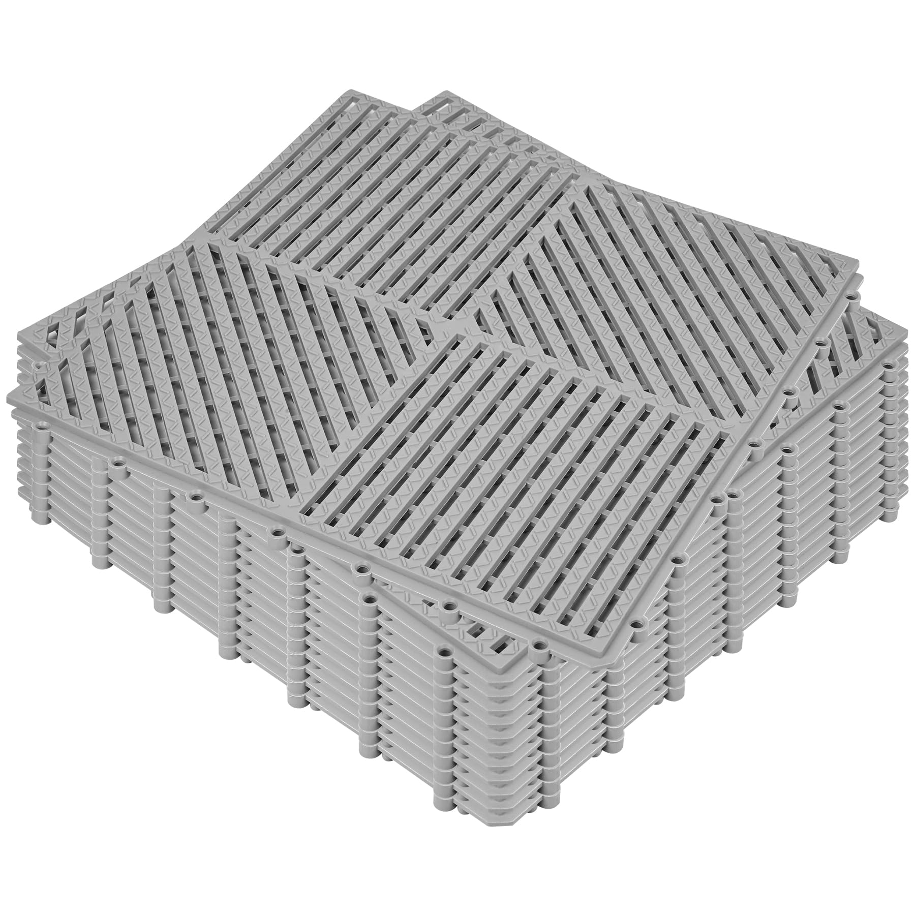 ToLanbbt Modular Interlocking Cushion 12P 11.8" x 11.8" Interlocking Rubber Floor Drain Holes Non-Slip Splicing Drainage Mats for Deck, Shower, Kitchen, Drain Pool, Sauna Bath (Grey, Diagonal)