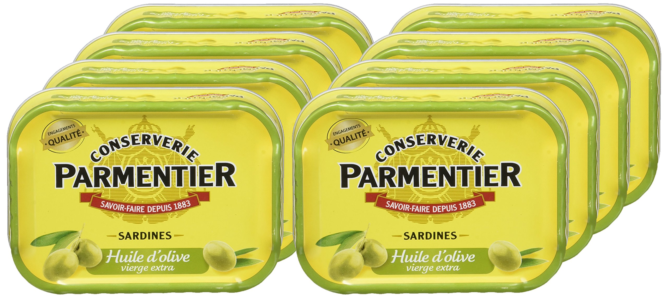 Parmentier Sardines à l'Huile d'Olive Vierge Extra 135 g - Lot de 8