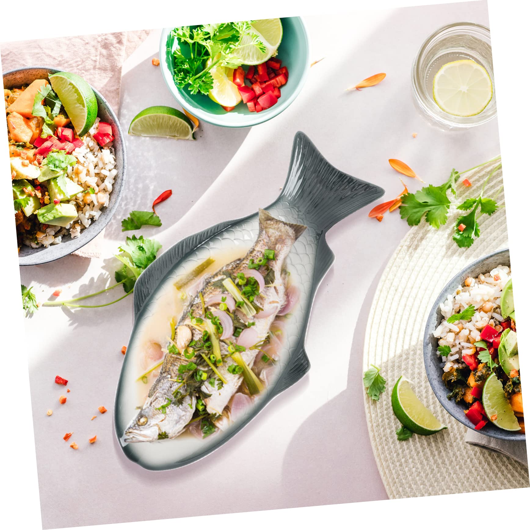 Piatto a Forma di Pesce in Ceramica per Servire e Cuocere | Vassoio per Pesce, Piatto da Portata per Antipasti, Articolo Elegante per Tavola Festiva