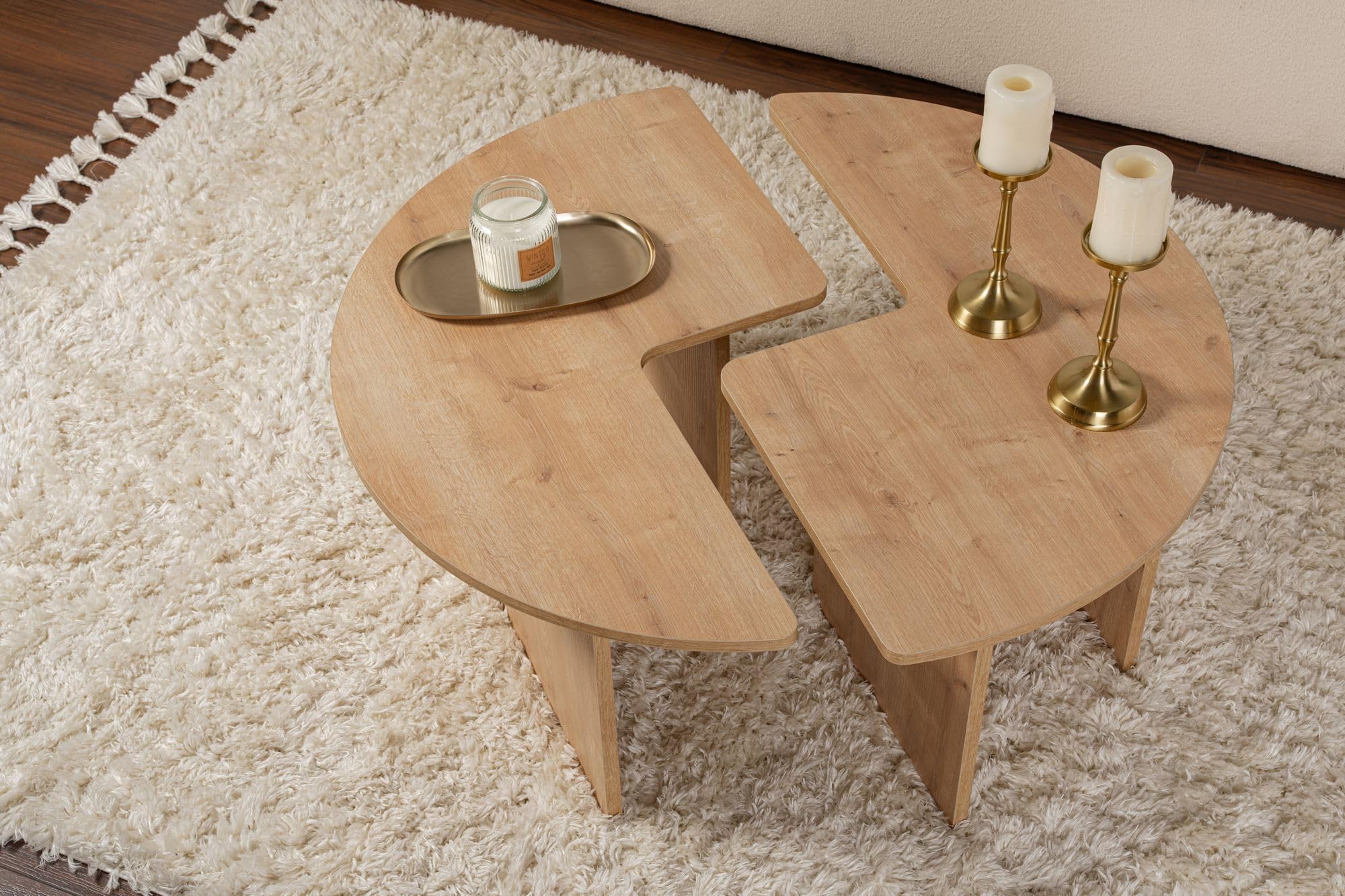 Hanah Home Elegante tavolo da caffè, diametro 90 cm, altezza 41 cm, 100% melamina, spessore 18 mm, perfetto per le stanze moderne e gli spazi di Cozy
