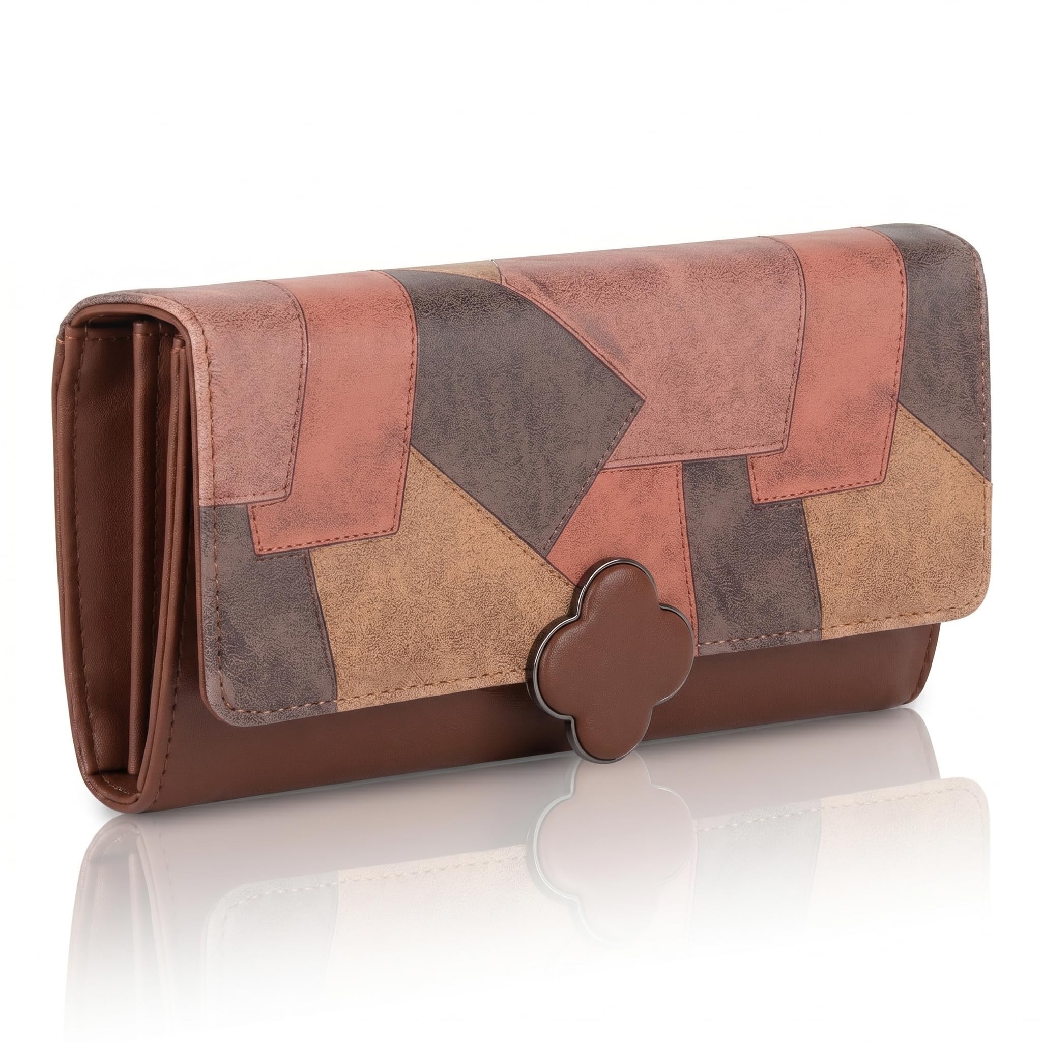 dosyso Women's Wallet Multicolor Wallets for Women Stylish Latest with Mobile Phone Space Card Slots Holder Printed Hand Clutch Daily Use Ladies Money Purse Big size Party Clutches Gift for Girls (Tan)-picture-48