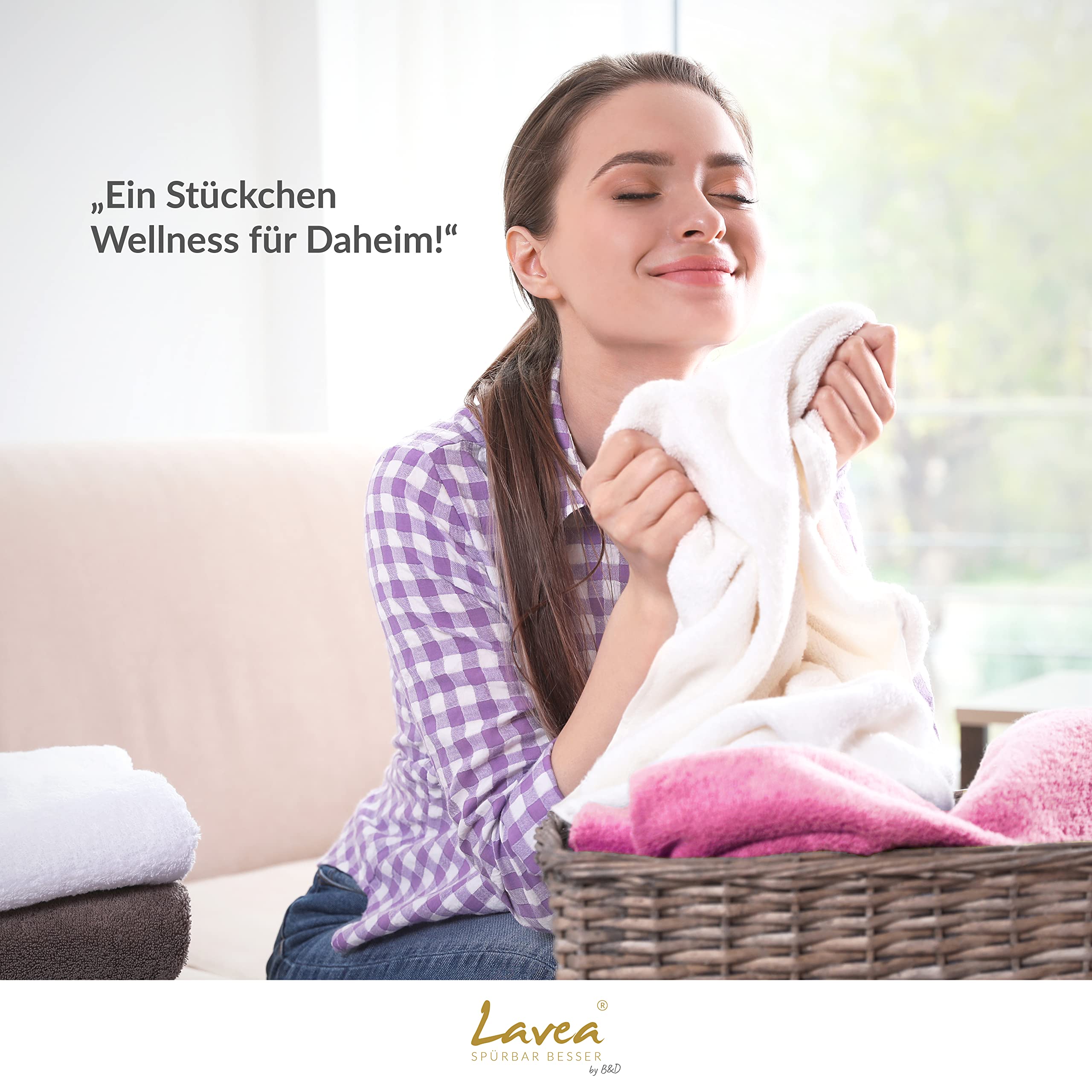 Lavea® 1 Toalla de Sauna XXL 80x220 cm in Rizo de Algodón Orgánico 100% Suave y Absorbente, para Casa, Hotel y SPA – Ideal también como Toallas de Ducha – Violeta