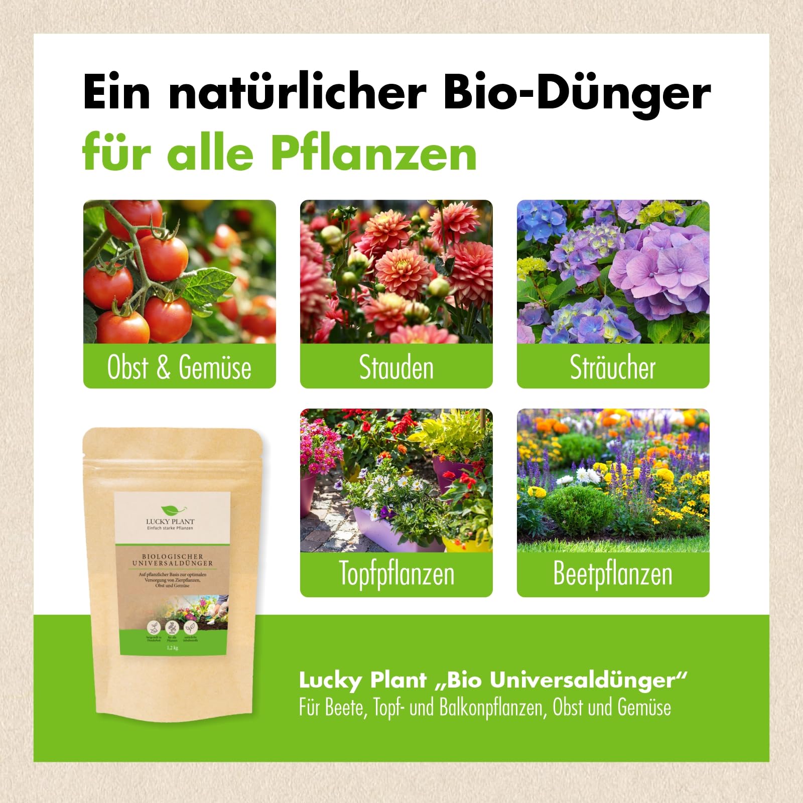 Lucky Plant Biologischer, rein pflanzlicher Universaldnger (1,2 kg) :  Amazon.de: Garten