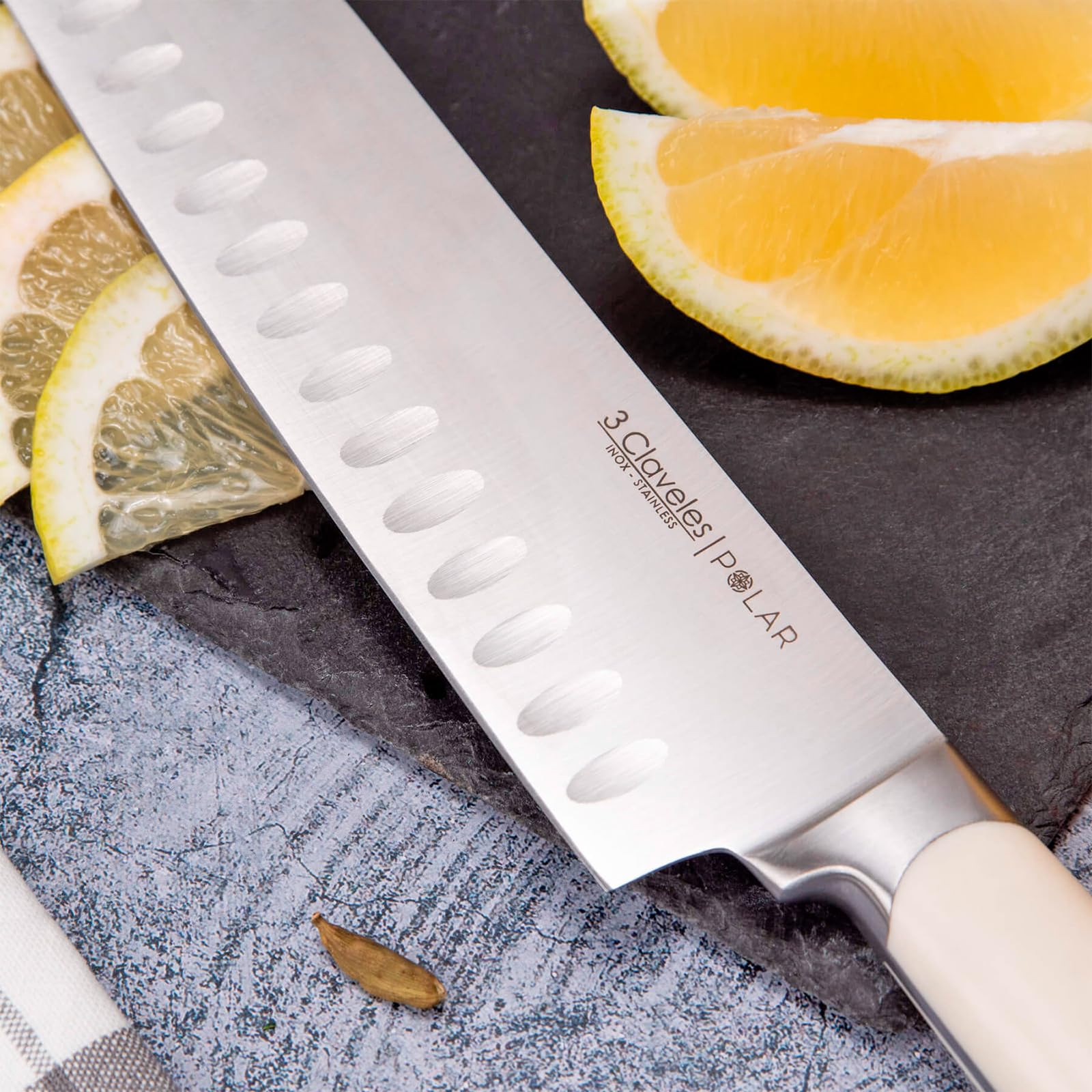 3 Claveles - Juego de 5 Cuchillos de Cocina Profesionales en Acero Forjado con Taco Universal Incluido (5X Polar)