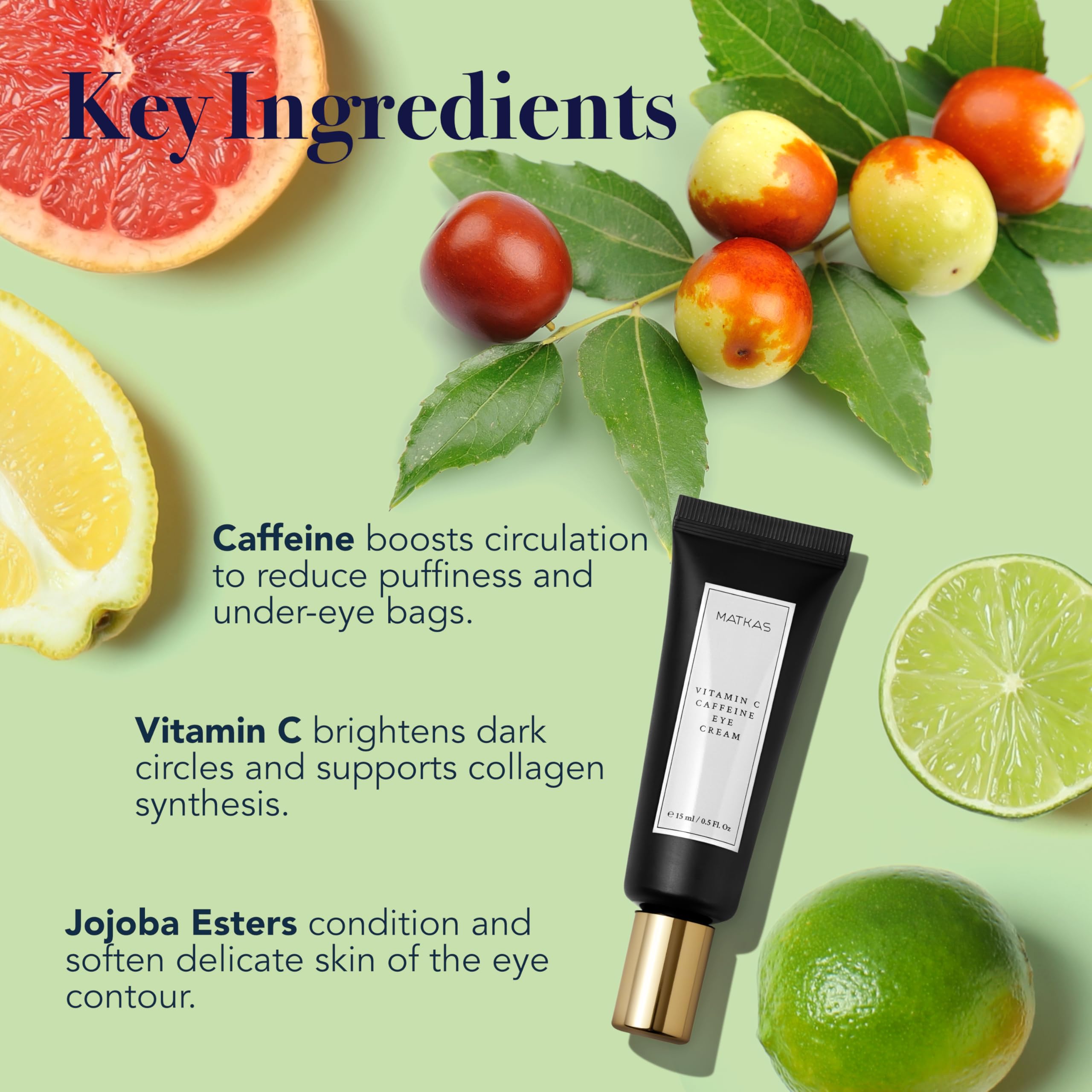 Crema coreana de ojos con cafeína con vitamina C para ojeras, 0.5 onzas líquidas, tratamiento para ojeras debajo de los ojos, crema antienvejecimiento para ojos hinchados 4