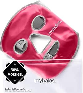 MyHalos® Ice Face Mask - Frozen Face Mask for Pain Relief, Migraine & Wisdom Tooth Surgery - Cooling Mask for Swelling, Puffiness & Stress Relief - Hot or Cold Gel Mask Cold Pack (Pink)
