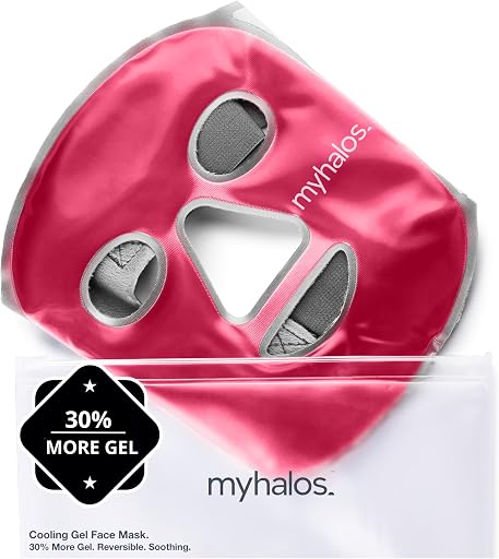 MyHalos® Ice Face Mask, Cooling Gel Pack for Migraine, Swelling & Puffiness | Eases Stress & Post-Surgery Discomfort, Hot or Cold Gel Therapy, Reusable, Freezer & Microwave Safe, Comfortable Fit - Pink