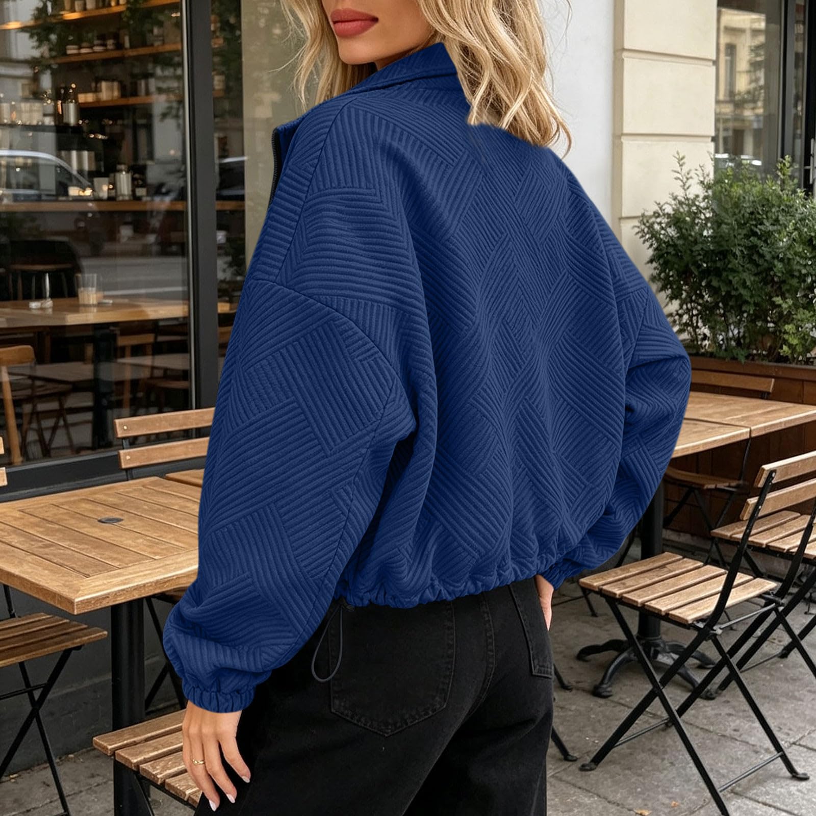 Übergangsjacke Damen Stehkragen Reißverschluss Taschen Langarm Einfarbig