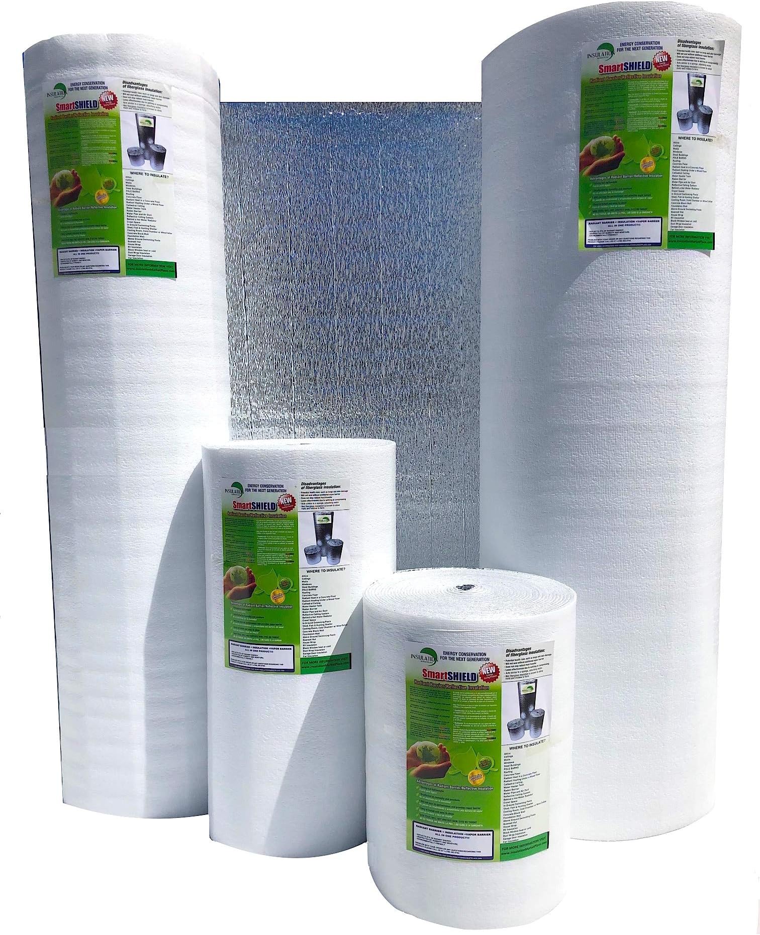 SmartSHIELD -3mm 48"x50ft Reflective Insulation roll, Foam Core Radiant Barrier, Thermal Insulation Shield - Engineered Foil/White Film