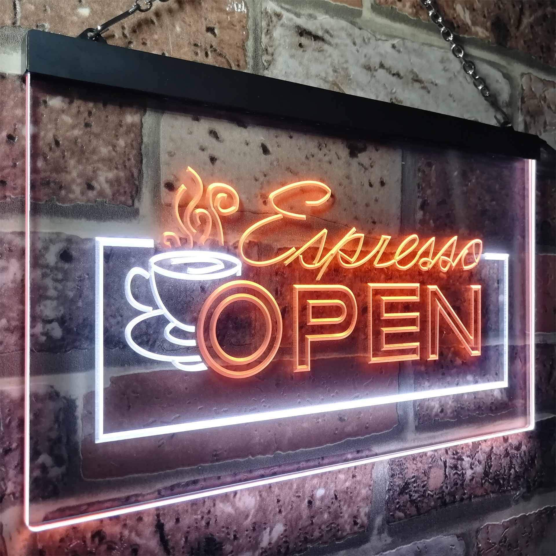 Amazon.co.jp: Espresso Coffee Shop Open Dual Color LED看板