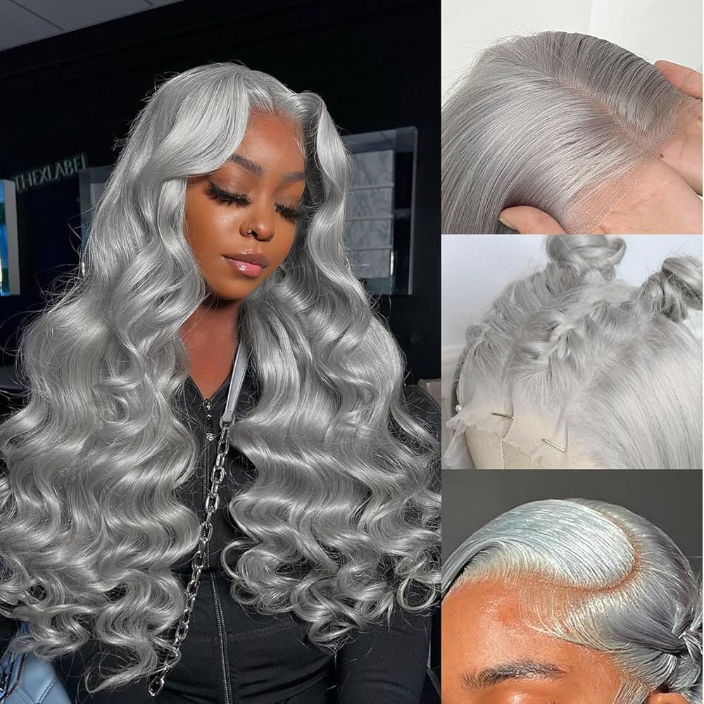 Amazon.com : Msviki 13x4 Silver Grey Body Wave Lace Front