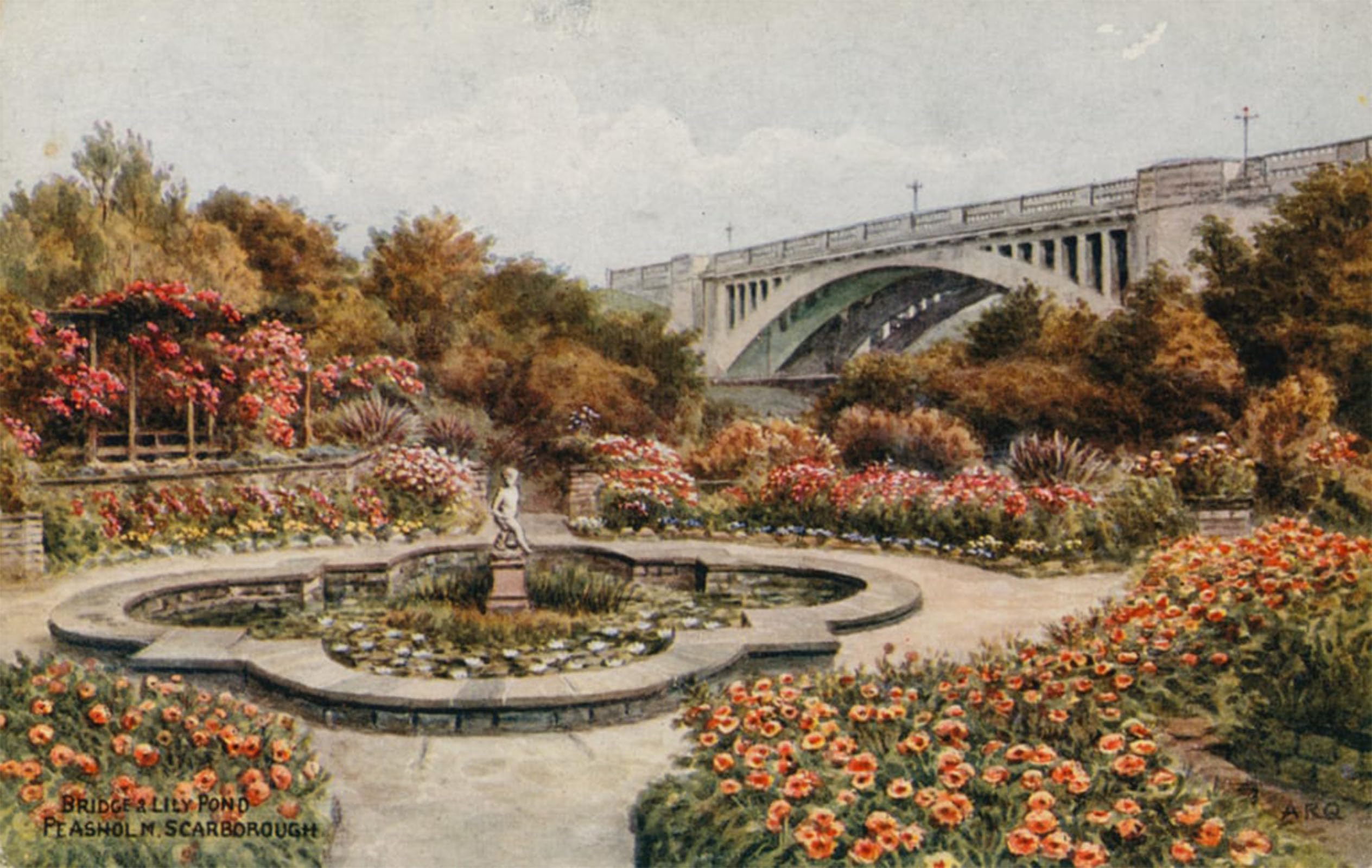 POSTERIIk Famous Animal Posters Vintage Picture Bridge and Lily Pond Peashol M Scarborough by Alfred Robert Quinton Modern Wall Decor for Home Decor 60x90cm