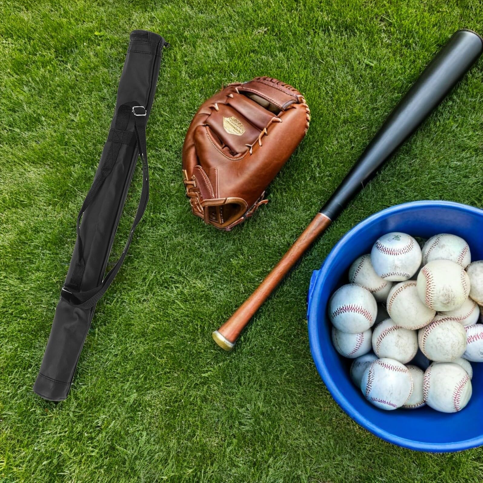 Bolsa de Béisbol Grande de Piel Sintética y Tela Oxford Funda para Bate de Béisbol 81X6X6 CM Resistente al Agua Correas Ajustables Mochila Deportiva para Adultos y Jóvenes 2