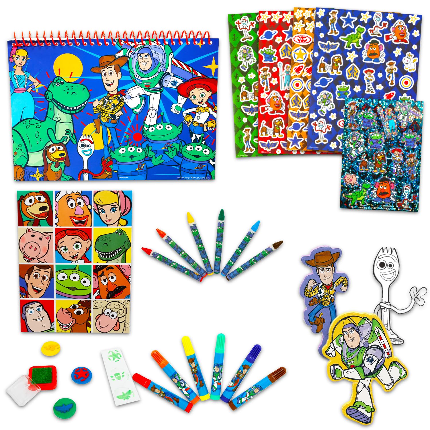 Toy Story Ultimatives Kunst- und Bastelset für Kinder – Bündel mit Disney Notizblock, Markern, Buntstiften, Aufklebern und mehr, Spielzeug-Story-Kunstbedarf-Set für Mädchen, Jungen