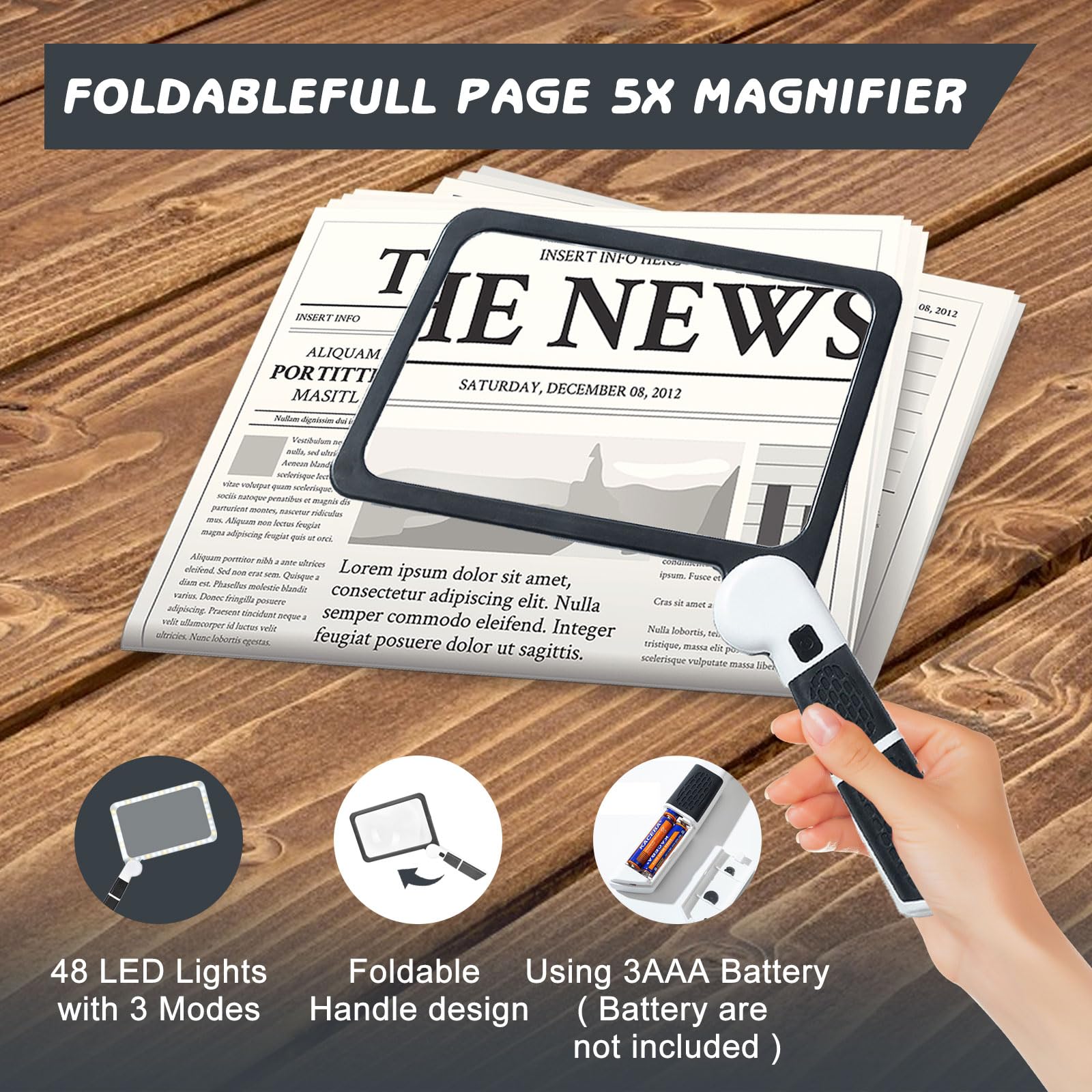 Loupe De Lecture Lumineuse 2.0X Rechargeable USB-C - Aide Visuelle Pour Petits Caractères, Cadeau Pratique Pour Seniors
