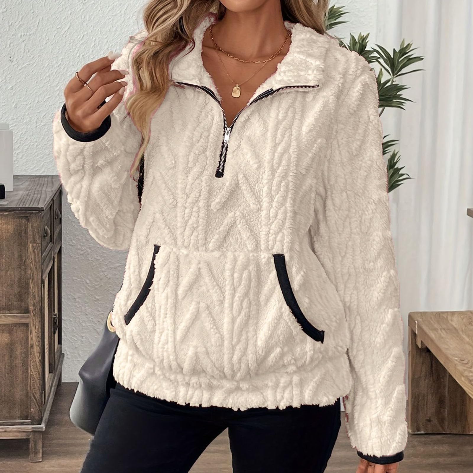 Sweat Femme Hiver Fourrure - 2026 Sans Capuche Sweat Shirt Pull Femme