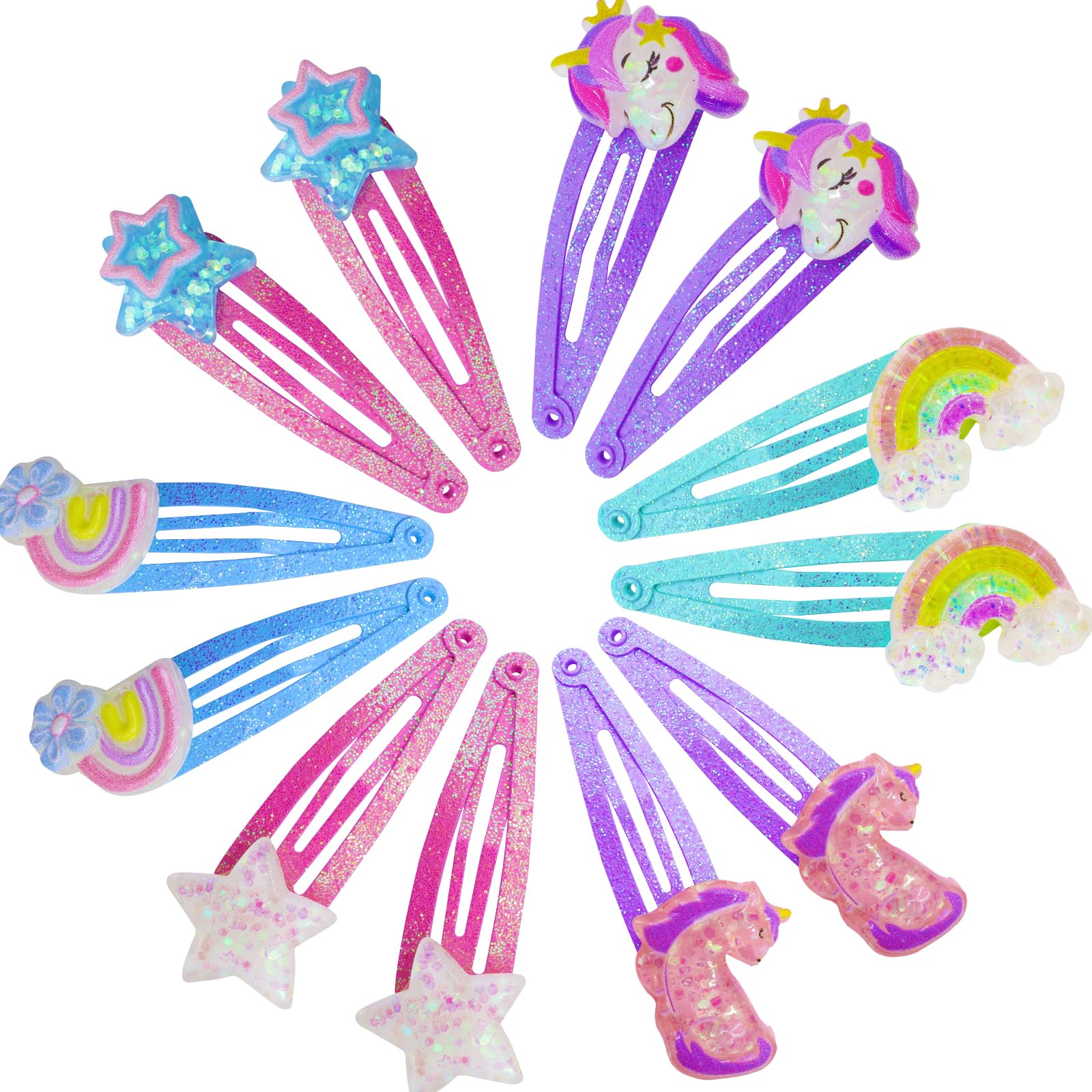 PinkSheep Hair Clips Barrettes for Girls Kids 6 works/12 Pcs Hair Pins