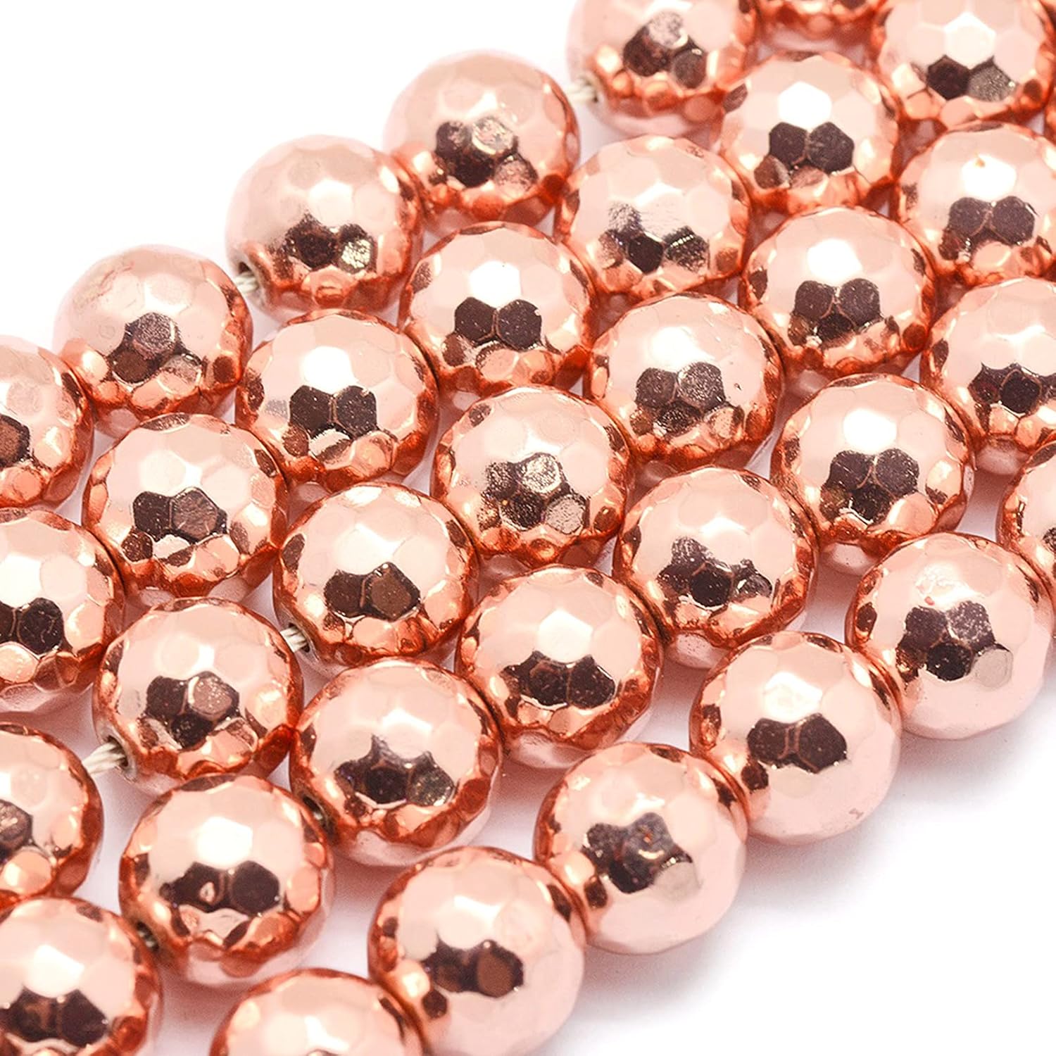Craftdady 8mm Faceted Round Synthetic Hematite Beads Black Non-Magnetic Ball Loose Beads Smooth Metallic Spacer Beads 5 Strands for Jewery Necklace Bracelet Earring Craft, Total 250Pcs