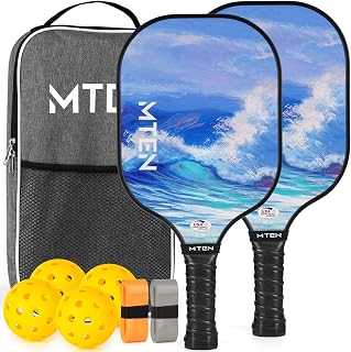 Lightweight Fiberglass Pickleball Paddle Set of 2 for Doubles Play