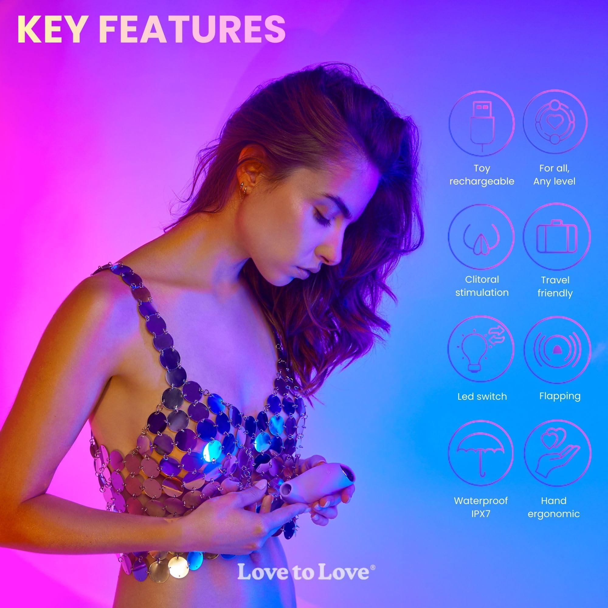 Love to Love Believer – Stimolatore clitorideo a suzione con tecnologia flapping, sex toy da donna telecomandato in silicone, ricaricabile, impermeabile IPX7, formato viaggio