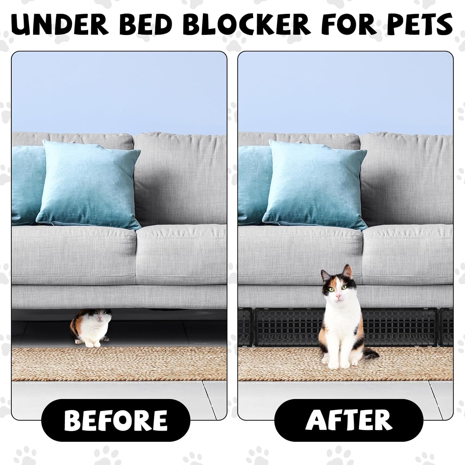 Treela 18 Pcs Under Couch Blocker for Bed Couch Furniture Underneath Under Bed Blocker with Zip Ties, Prevents Toys Pets Under Furniture Ideal for Living Room Bedroom, Black (14.5 x 4.7 x 6.7'')