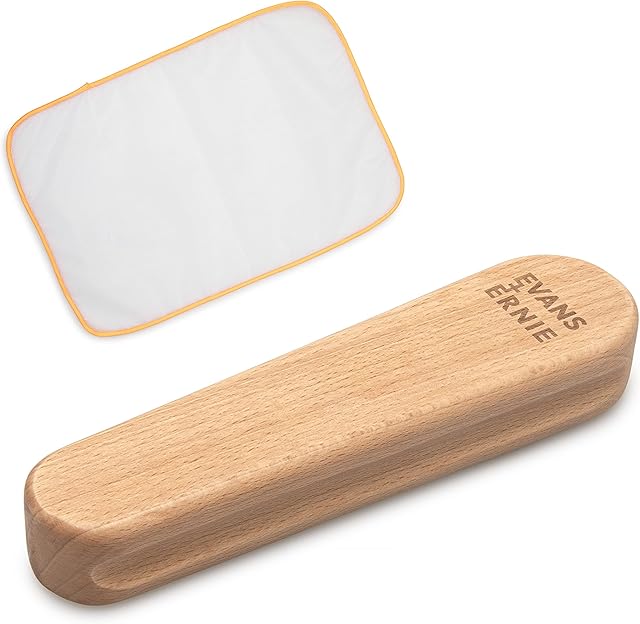 Evans and Ernie Tailors Clapper-Hardwood Seam Presser Tool-for Quilting, Sewing & Embroidery-Absorb Steam-Iron Moisture to Set Seams-Made with Unfinished Beechwood-Comes with Ironing Protection Cloth