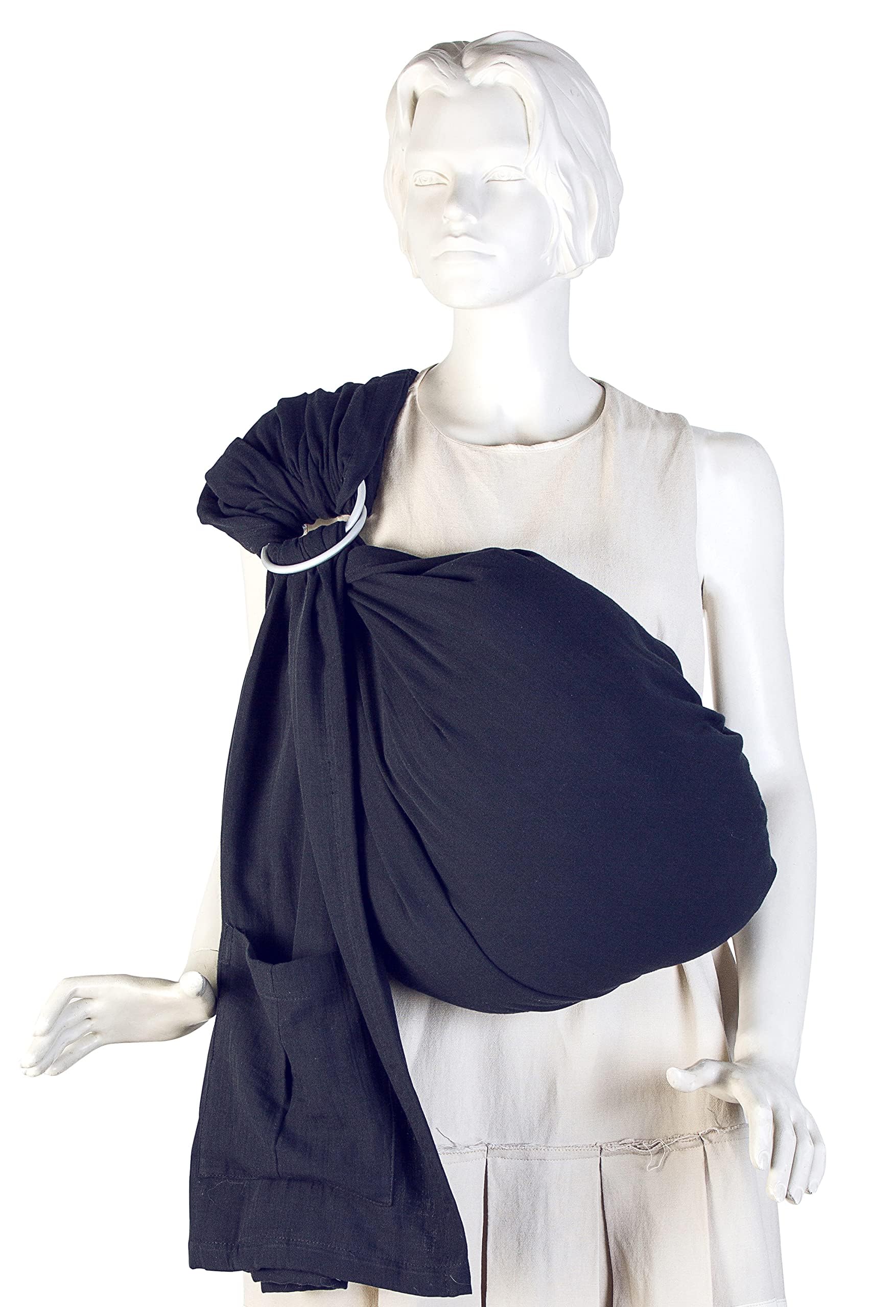 MAKINGTEC Baby Carrier Wrap, Baby Sling and Ring Sling Cotton Muslin Infant Carrier, Ring Sling Baby Carrier Front and Chest Newborn Carrier Baby Carrier Wrap, Toddler Carrier (Black)