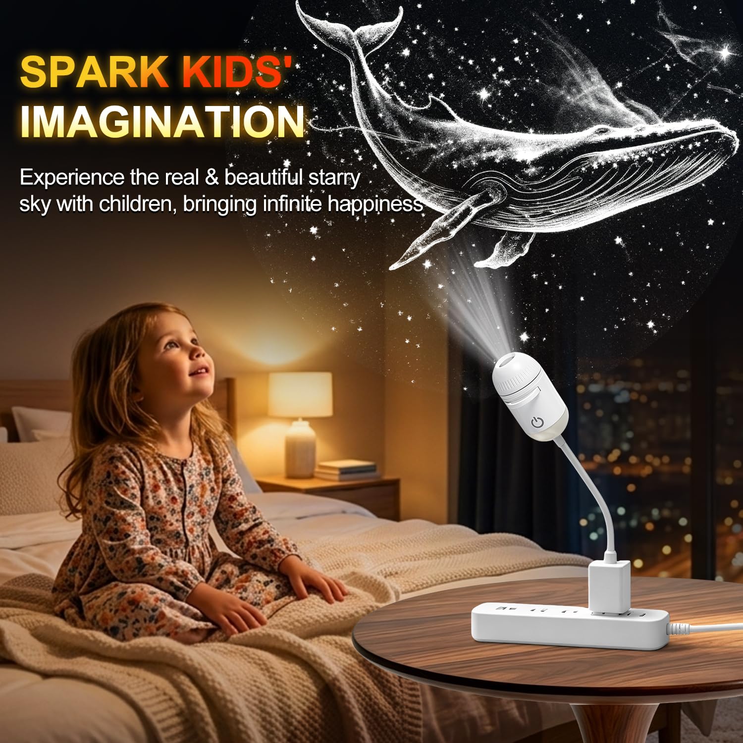 Proyector de galaxia, luz nocturna, lámpara de estrella USB 2 en 1, regalo para niños para dormitorio | Brillo ajustable, decoración de techo para pared de coche y habitación