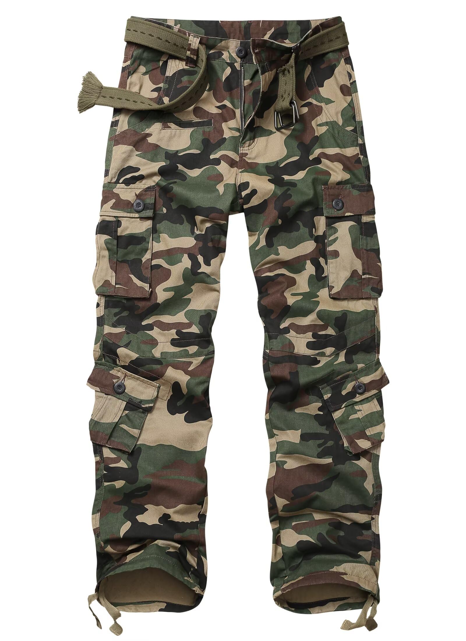 Vatinnt Men's Jungle Camo Cargo Trousers Cotton Combat Trousers 3354 30