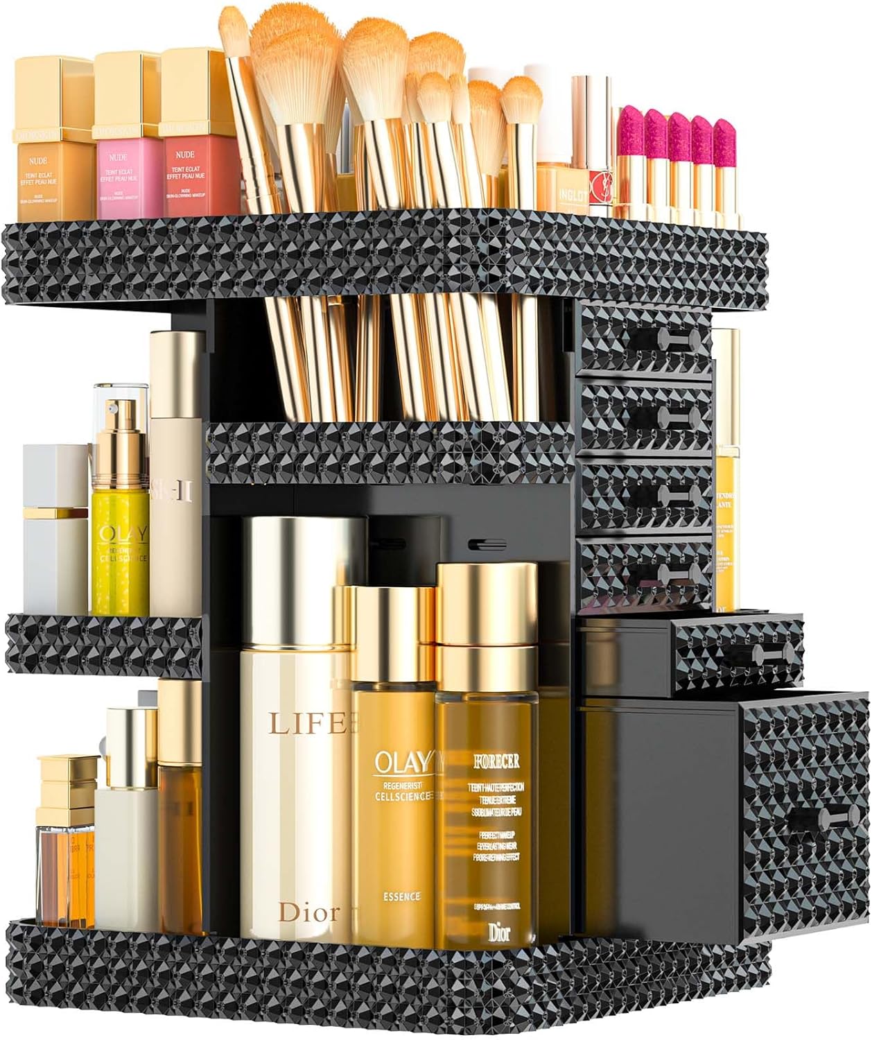 BOCONY 360 Rotating Makeup Organizer for Vanity, Large Skin