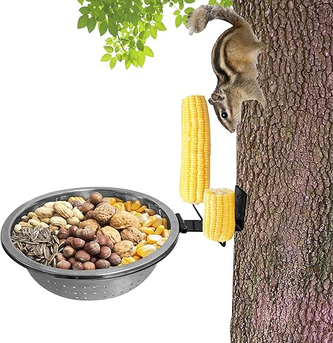 DEALSGOGO Comederos extraíbles para ardillas para exteriores, alimentador de ardillas de metal para alimentar maíz, regalos de ardilla, fácil de